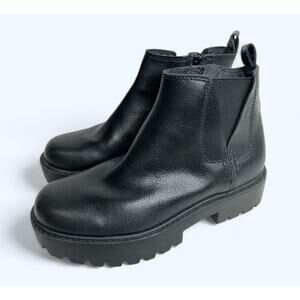 Zodiac Ankle Booties Size 5 Black Chunky Sole Block Heel Faux Leather‎ Boots